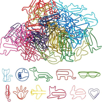 Kleurrijke paperclips in dierenvorm, 50 stuks voor documenten, boeken en notities, ideaal als bladwijzers en voor het organiseren van kwitanties en sleutels