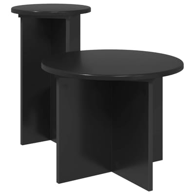 vidaXL - Bijzettafelset - 2 - st - Zwart - eiken - Ø - 45 - x - 35 - cm - Bewerkt - hout