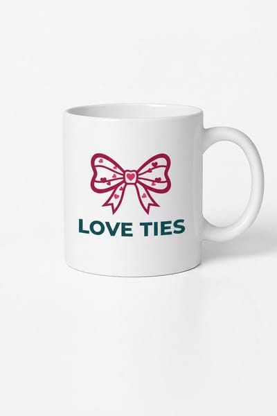 Love Ties Mok met Harten Strik | Romantisch Cadeau | Valentijnsdag Koffiemok