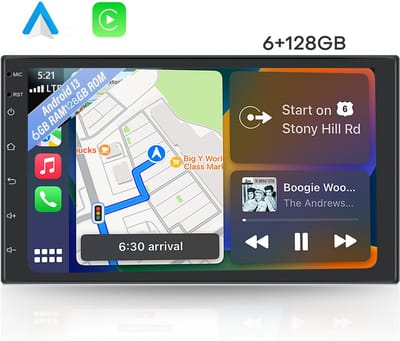 Boscer Autoradio 2Din Universeel - Android 15 - Apple Carplay & Android Auto (Draadloos) - 6+128GB - 7 Inch HD Touchscreen - GPS Navigatiesysteem - Achteruitrijcamera & Microfoon