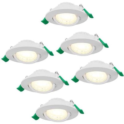HOFTRONIC set van 6 prado dimbare led inbouwspots rond – 6 watt 570 lumen cct instelbaar 2700k 4000k 6000k – kantelbaar – wit kunststof – ip20 – lage inbouwdiepte 27 mm – inbouw spots plafond woonkamer keuken
