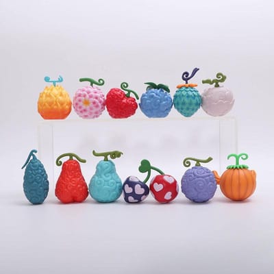 12 stuks/set Anime One Piece Duivelsvrucht Figuren Donker-Donker Vrucht Op-Op Vuur-Vuur Kauw-Kauw Vrucht Verzameling Pvc Model Speelgoed Perfect Cadeau gray