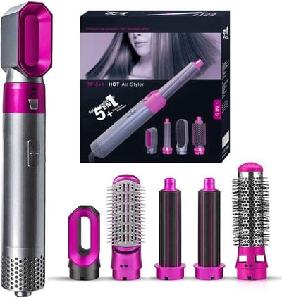 Somfuture 5 in 1 multifunctionele haarstyler-Fohn-fohnborstel-styler-haar borstel-haarborstel-stijltang-stijl tang-Multistyler-Föhnborstel-Krultang-krul tang-haar droger-Borstel Haardroger-Föhn-Multi-styler-Fohnborstel roterend-2024 model 1000W.