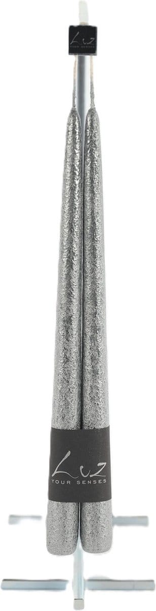 Rasteli Luz Your Senses Metal Kaars-Dinerkaarsen Zwart-Black Silver D 2,20 cm H 30 Voordeelaanbod van 2 x 2
