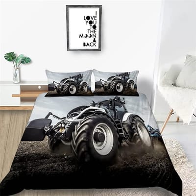 Tractor Dekbedovertrek SetBeddengoed Set Voor Kinderen Kinderen En Volwassenen Huisdecoratie Queen Size Warm Zacht Ademend En Comfortabel 180*220cm 3pcs