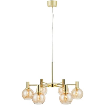 Markslöjd Hanglamp Ambra, messing/amber, glas, Ø 75 cm