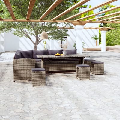 vidaXL - 6-delige - Loungeset - met - kussens - poly - rattan - grijs