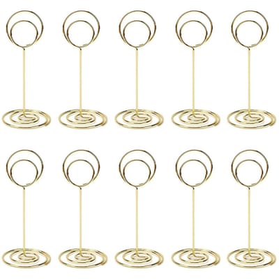 Lot de 10 supports de numéros de table en métal, porte-cartes, présentoirs de photos pour mariage, banquet beige