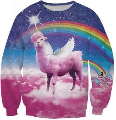 Swag lama regenboog Trui voor fout feest - Maat: XXL - Foute trui - Feestkleding - Festival Outfit - Fout Feest - Trui voor festivals - Rave party kleding - Rave outfit - Dieren kleding - Dierentrui - Lama trui - Alpaca trui - Regenboogkleding