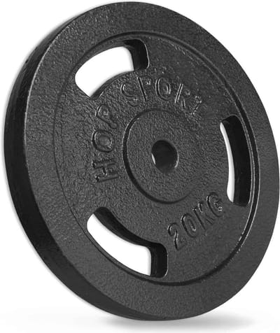 Hop-Sport 20 kg gietijzeren halterschijven naar keuze, set 1 x 20 kg, geschikt voor staven 30 mm set uiterst robuust en vormvast, voor een effectieve krachttraining in je homegym…