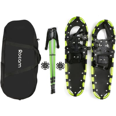 ROEAM Raquettes à neige en aluminium avec bâtons réglables, sac de transport pour homme et femme 30inch vert