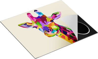 Chefcare Inductie Beschermer Kleurrijke Giraffe - Abstract - 60x50 cm - Afdekplaat Inductie - Kookplaat Beschermer - Inductie Mat