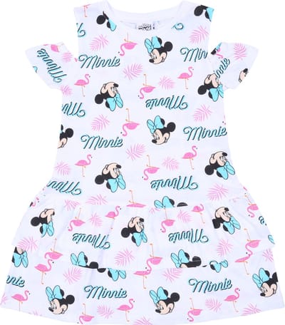Wit met roze Minnie-jurkje met volants van DISNEY