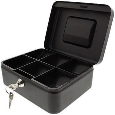 Money Box metal - Metalen Geldkist Met Slot - Geldkluis Met Muntbak - Geld Kluis Kist - Zwart