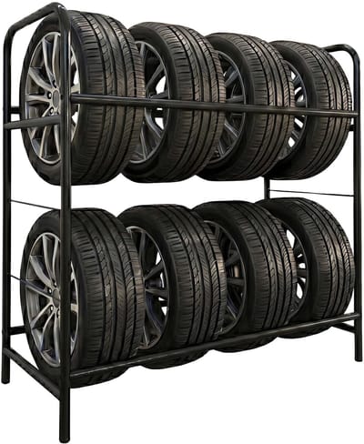 Bandenrek - voor 8 banden - 106 x 106 x 46 cm - zwart