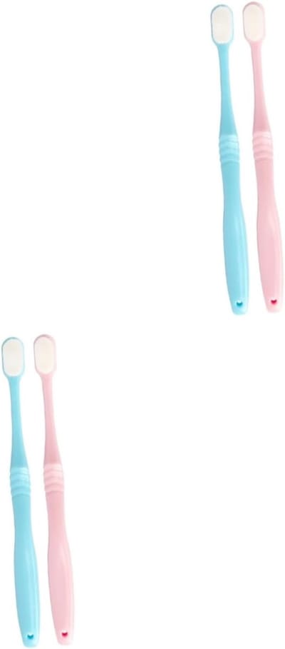 Tandenborstel Set - Mondverzorging - Dagelijks Gebruik - Zachte Borstelharen - 4 Stuks - Blauw Roze
