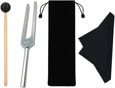 Tuning fork 432 Hz van roestvrij staal en siliconen met hamer en stof voor ultieme genezing en ontspanning, ideaal voor meditatie en wellness