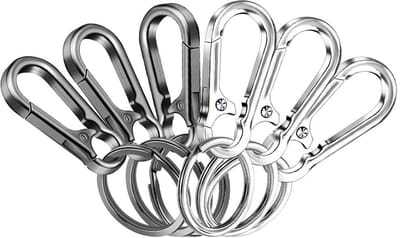 Dailygoods- Karabijnhaken 6 stuks - Sleutelhangers - Kleine metalen karabijnhaken - Afneembare karabijnhaken - Sleutelring - Zinklegering, 7 cm lengte - Sleutelhanger