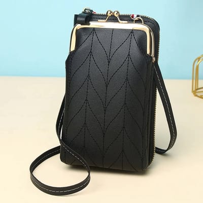 Without Lemon - 2-in-1 Portemonnee en Telefoon - Crossbody Tasje - PU Leer - Uitgaan - Vakantie - Handig - 19x11x5cm - Zwart
