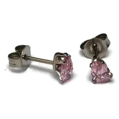 Aramat Jewels | Oorbellen | Zirkonia Druppeloorbellen van Staal | 6x4mm / Roze | |3mm | Staal | Kinderen, Volwassenen | Verkleurd niet