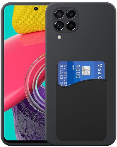 Geschikt voor Samsung Galaxy M23 Telefoonhoesje met Siliconen Pasjeshouder - Flexible Back Cover Case Siliconen TPU with Silicone Cardslot - Zwart - Smartphonica geschikt voor Samsung Galaxy M23