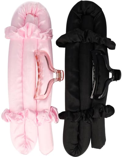 Haarsoires Styling Tool - Heatless Curls - Haarkrullen Set - Zwart Roze - Set van 2