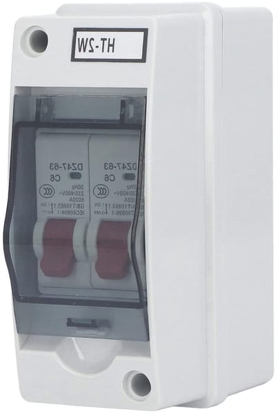 JGS Premium - Residu stroomonderbreker vlamvertragend 230/400V gevoelige stroomonderbreker voor buiten gebruik met overspanningsbeveiliging.