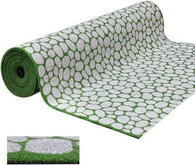 Kunstgras met Steenmotief - Gazonlook Tegelpatroon voor Binnen en Buiten (1x3m)