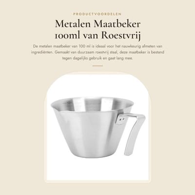 Maatbeker 100 ml - Roestvrij Staal - Lichtgewicht - Compact - Koffiemaatbeker - Duurzaam materiaal