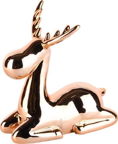 Dekoratief | Rendier zittend, goud, dolomiet, 13x9x12cm | A245718