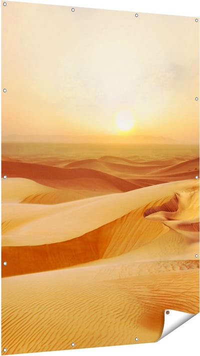 Gards Tuinposter Woestijn bij Zonsondergang in de Sahara - 120x180 cm - Tuindoek - Tuindecoratie - Wanddecoratie buiten - Tuinschilderij