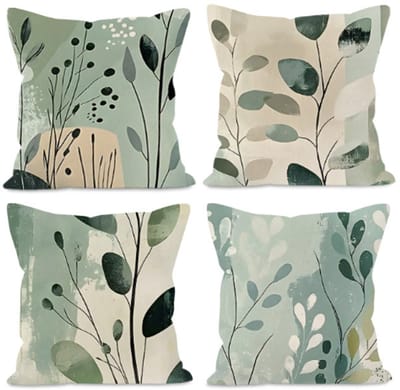 Kussensloop met bloemenprint van 40x40 cm, decoratieve bankkussenhoes voor thuis, ademend en comfortabel linnen zitkussenhoes