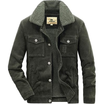 Heren Corduroy Jas, Heren Winter Velvet Revers Jas, Trendy Retro Sherpa Katoenen Jas 5XL black