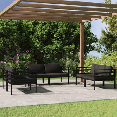 vidaXL - 6-delige - Loungeset - met - kussens - aluminium - antracietkleurig