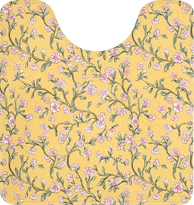 WC mat met uitsparing 55x60 cm - Antislip - Bloemen - Motief - Geel - Toiletmat met uitsnijding - Vloermat - Douchemat - Toilet tapijt - Toiletmatten