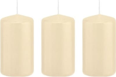 Trend Candles Cilinderkaars/stompkaars - 3x - cremewit - 5 x 10 cm - 23 branduren - met brandvertragende folie