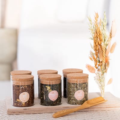 Theeplank Deluxe Bedanken - cadeau bedankt, bedankt cadeautje voor vrouw, bedankt voor alles, luxe thee pakket, theeplank met potjes