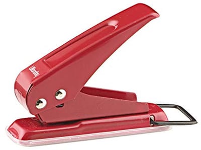 1-HOLE PUNCHER MET PERFORATIECAPACITEIT VAN 20 VELLEN - ROOD - 93 X 25 X 70 MM