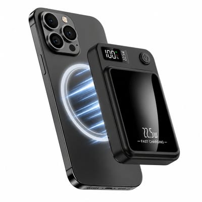Evy24 Powerbank 10000 mAh - 15W Draadloos Opladen - Magnetische Powerbank - 22.5w Snelladen - Led Display - Noodpakket - Geschikt voor iphone en Andriod - Zwart