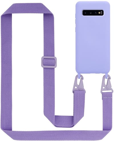 Cadorabo Mobiele telefoon ketting geschikt voor Samsung Galaxy S10 PLUS in LIQUID LICHT PAARS - Silicone beschermhoes met lengte verstelbare koord riem