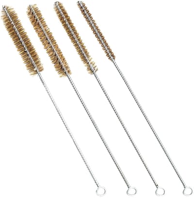 Dailygoody - Messingborstels - Buisreiniging - Set van 4 - Roestvrij staal - Draadborstel - Voor slakken en buizen - 8 mm 10 mm 12 mm 15 mm
