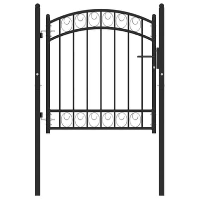 vidaXL - Hekpoort - EMMEN - met - gebogen - bovenzijde - staal - 100x86 - cm - zwart