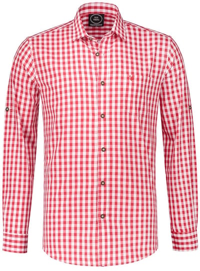 Tirol Hemd Lange Mouwen Heren - Rood-wit - Maat 5XL