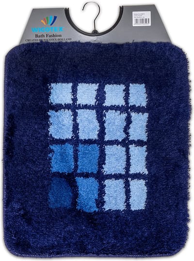 Wicotex - Bidetmat - WC mat - Toiletmat Blauw met kleine witte blokjes - Badmat - Antislip onderkant - Afmeting 50x60cm