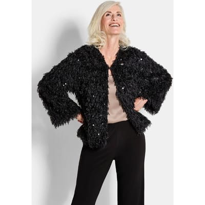 Jasje in veerlook met pailletten - zwart - Gr. 19 van Goldner Fashion