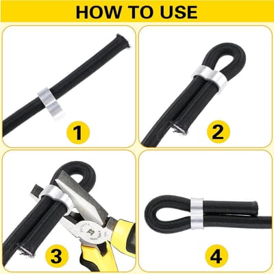Elastic Tensioner 6mm x 10m - Zwarte Bungee Koord met Aluminium Sluiting voor Camping, Luggage en DIY Projecten