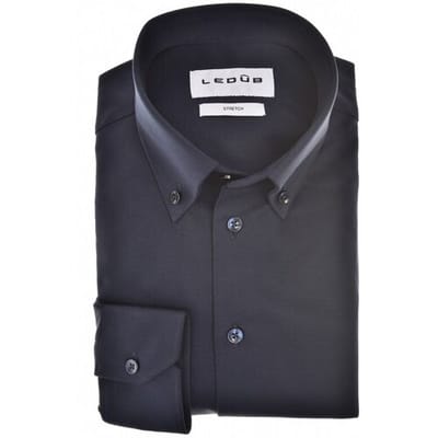 Ledûb Overhemd Cotton Jersey Stretch Uni Color Button-Down Blauw / male