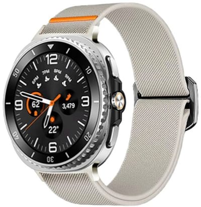 By Qubix - smartwatch bandje - Compatible Samsung bandje - Nylon Loop bandje - Starlight - Geschikt voor Samsung Galaxy Watch 9 (40/44mm) - Watch 8 (40/44mm) - Watch 8 Classic (46mm)