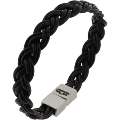 Behave – Armband – Zwart – Leren Heren – Gevlochten – Zilverkleurig Sluiting – Trendy