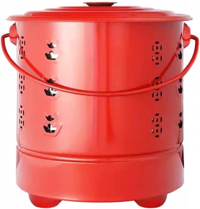Roestvrijstalen Trommel - Verbrandingstrommel Afval - Afval Verbranden - Dubbele Verbranding - 37.5 x 37.5 cm - Rood